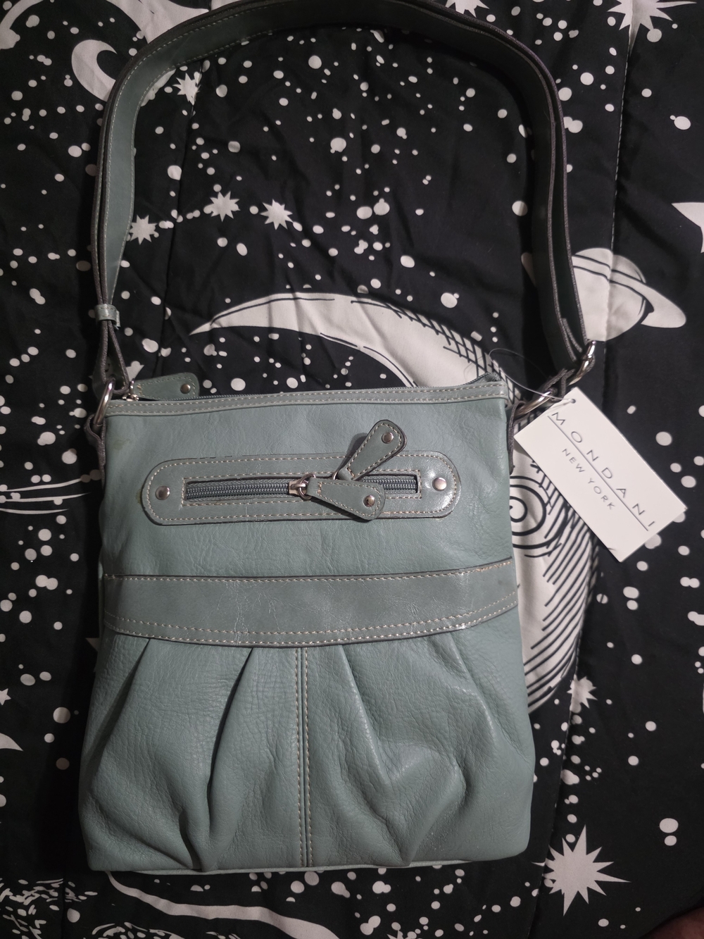 Mondani New York Mint Green Leather Shoulder Bag